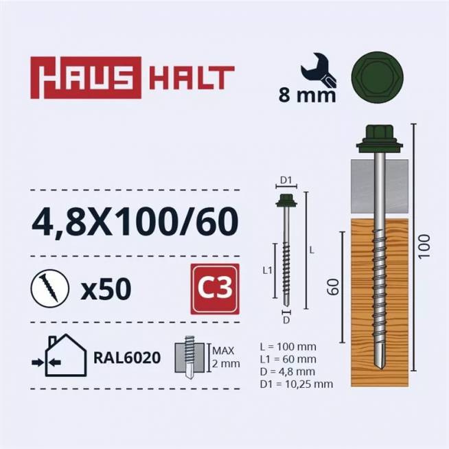 Savisriegis Haushalt DIN 7504K, 4.8 mm x 100 mm, 50 vnt.