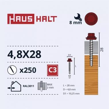 Savisriegis Haushalt DIN 7504K, 4.8 mm x 28 mm, 250 vnt.