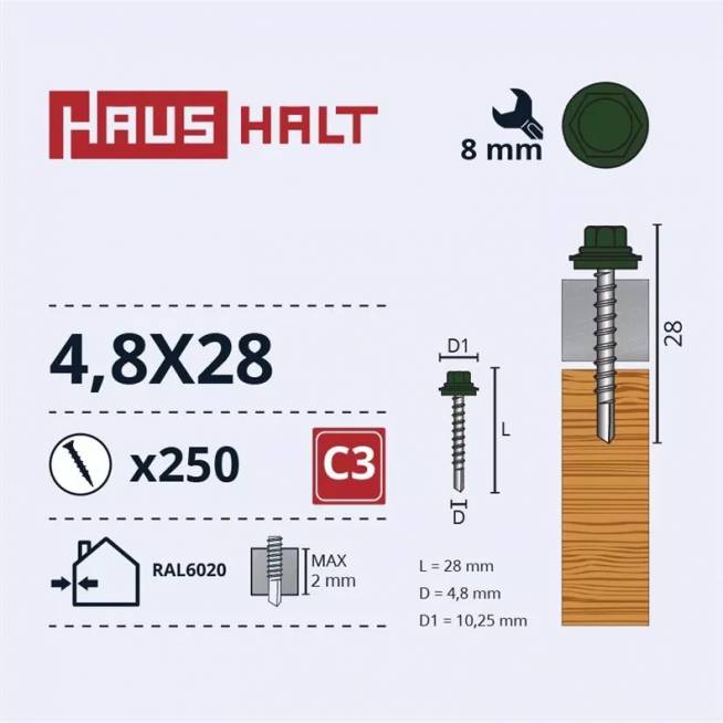 Savisriegis Haushalt DIN 7504K, 4.8 mm x 28 mm, 250 vnt.