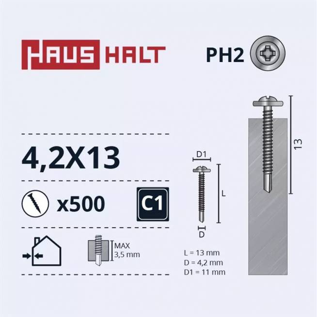 Savisriegis Haushalt DIN 14566, 4.2 mm x 13 mm, 500 vnt.