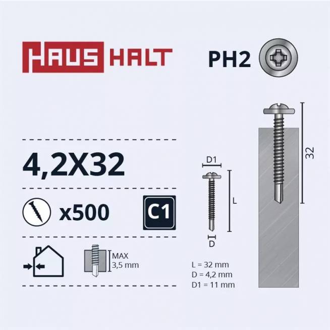 Savisriegis Haushalt DIN 14566, 4.2 mm x 32 mm, 500 vnt.