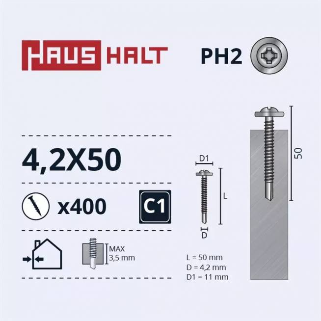 Savisriegis Haushalt DIN 14566, 4.2 mm x 50 mm, 400 vnt.