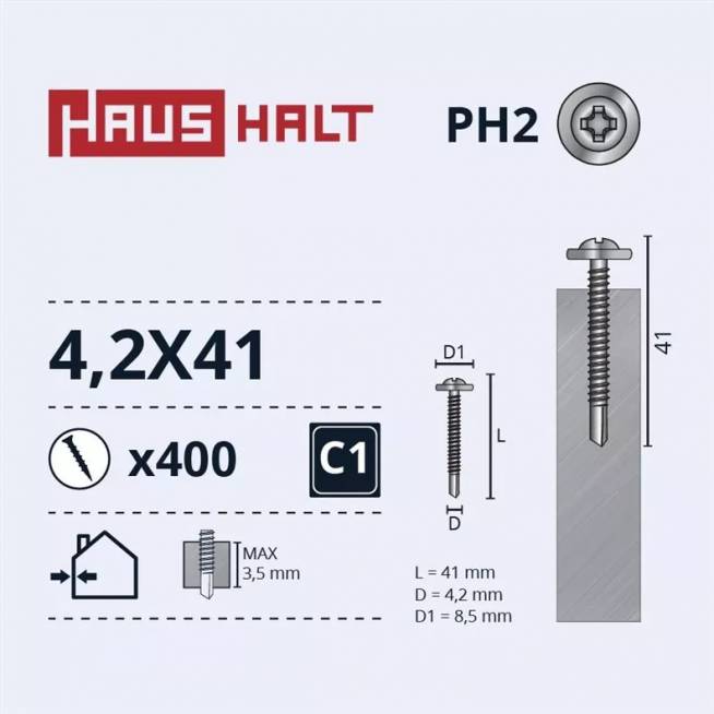 Savisriegis Haushalt DIN 14566, 4.2 mm x 41 mm, 400 vnt.