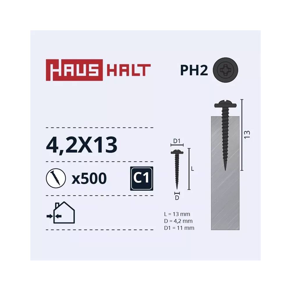 Savisriegis Haushalt DIN 14566, 4.2 mm x 13 mm, 500 vnt.