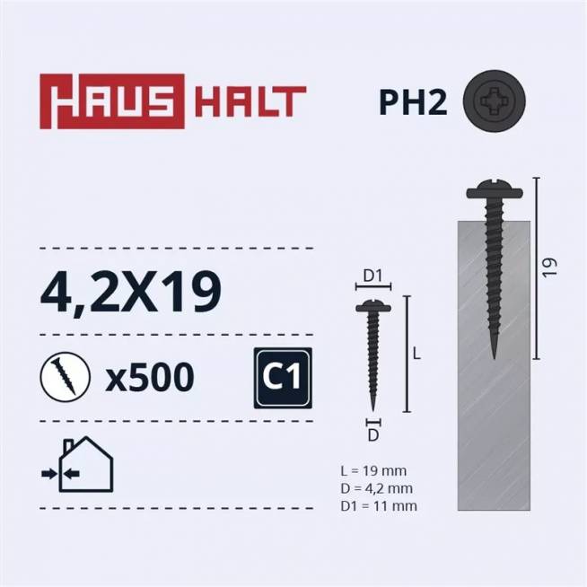 Savisriegis Haushalt DIN 14566, 4.2 mm x 19 mm, 500 vnt.