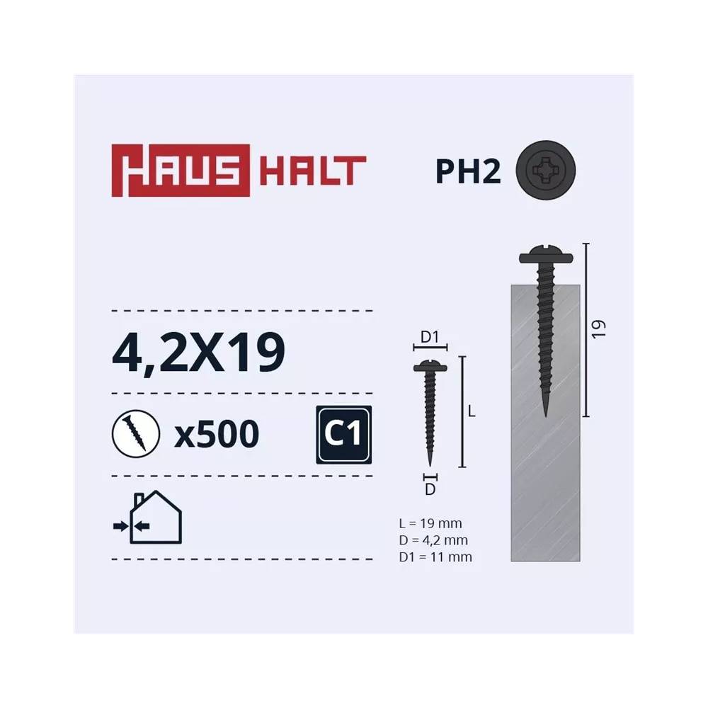 Savisriegis Haushalt DIN 14566, 4.2 mm x 19 mm, 500 vnt.