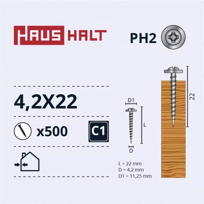 Savisriegis Haushalt DIN 14566, 4.2 mm x 22 mm, 500 vnt.