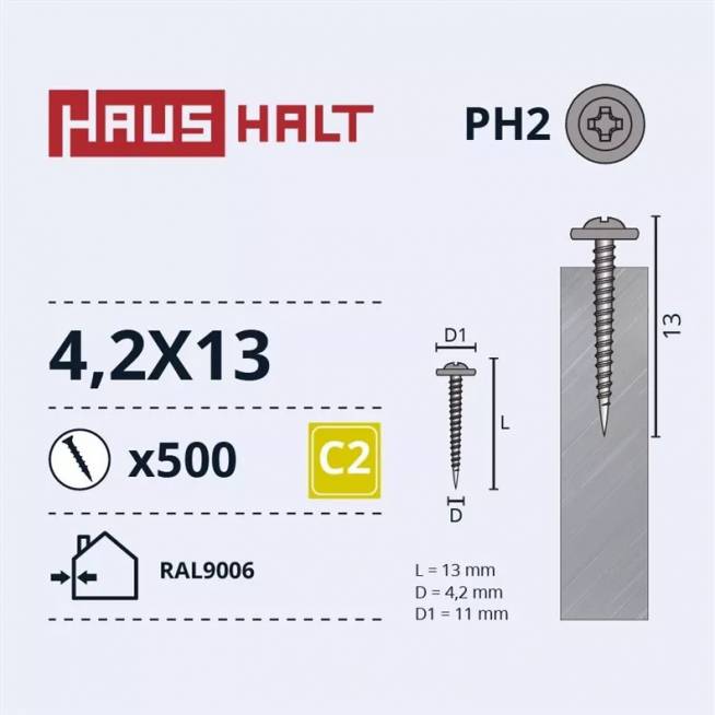 Savisriegis Haushalt DIN 14566, 4.2 mm x 13 mm, 500 vnt.