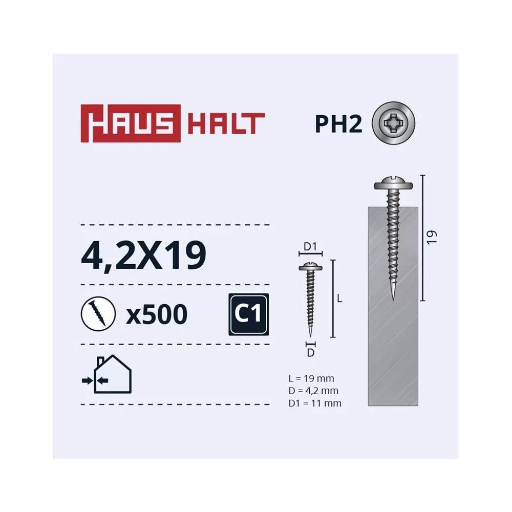 Savisriegis Haushalt DIN 14566, 4.2 mm x 19 mm, 500 vnt.