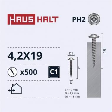 Savisriegis Haushalt DIN 14566, 4.2 mm x 19 mm, 500 vnt.