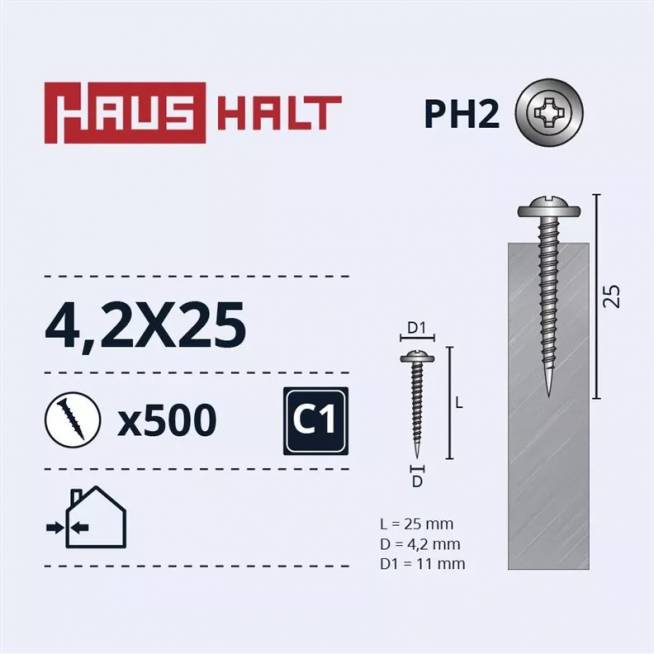 Savisriegis Haushalt DIN 14566, 4.2 mm x 25 mm, 500 vnt.