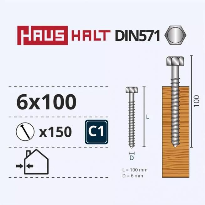 Medsraigtis Haushalt, 6 x 100 mm, 150 vnt.