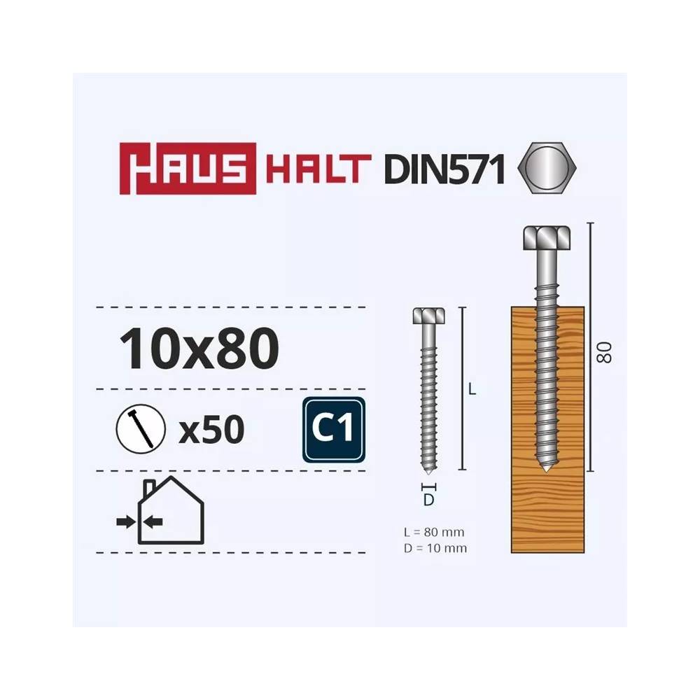 Medsraigtis Haushalt, 10 x 80 mm, 50 vnt.