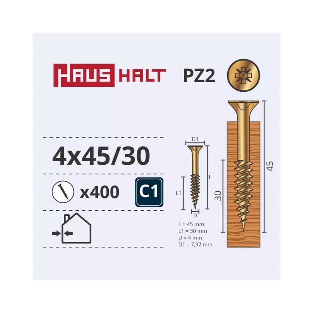 Medsraigtis Haushalt PZ2, 4 x 45 mm, geltona, 400 vnt.