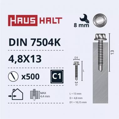 Savisriegis Haushalt DIN 7504K, 4.8 mm x 13 mm, 500 vnt.