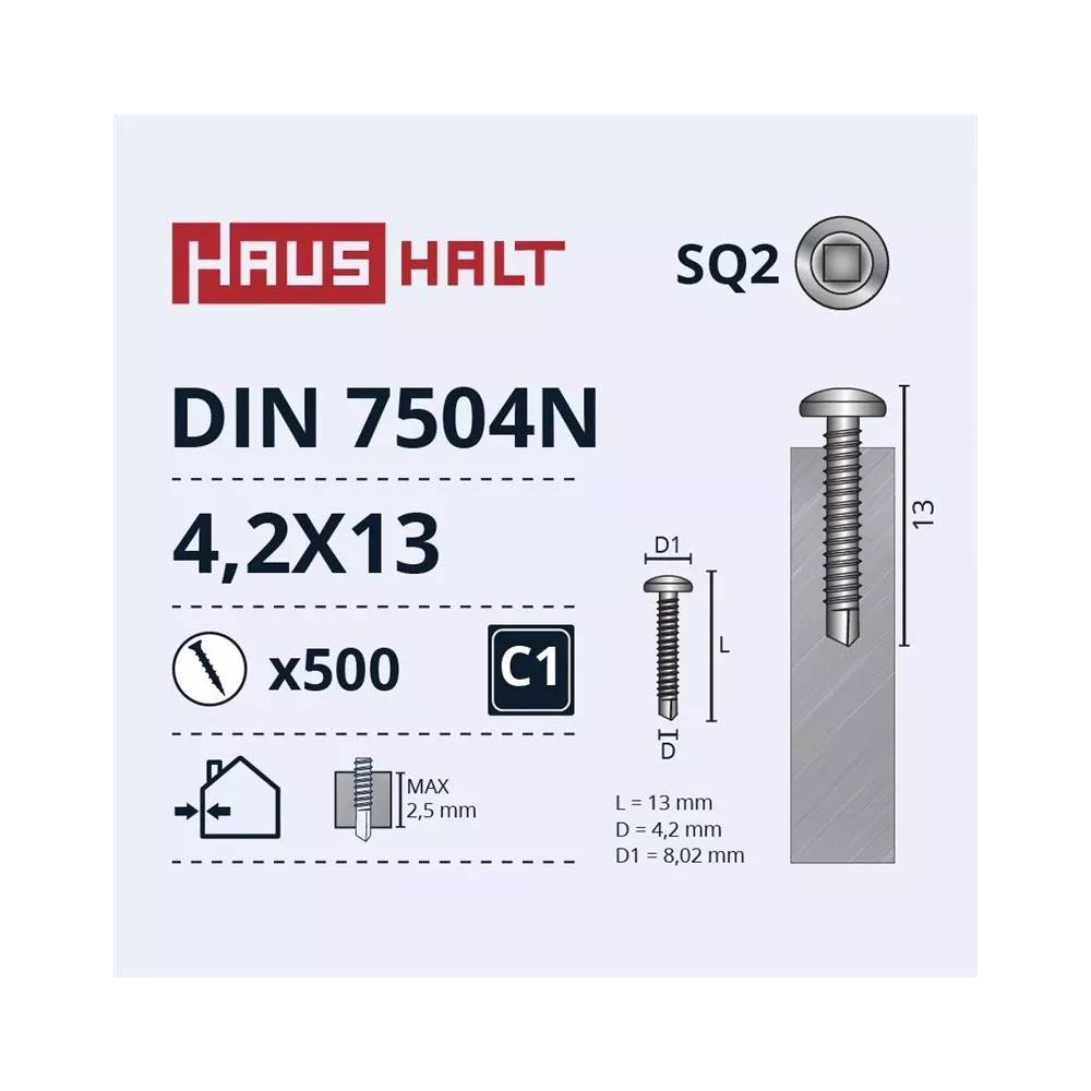 Savisriegis Haushalt DIN 7504N, 4.2 mm x 13 mm, 500 vnt.