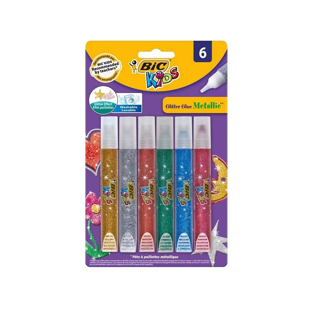 Klijai Bic Kids metalic, skysti, 63 g, 6 vnt.