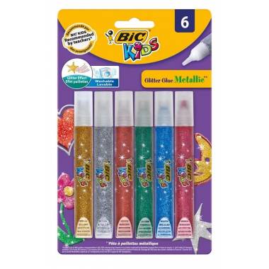 Klijai Bic Kids metalic, skysti, 63 g, 6 vnt.