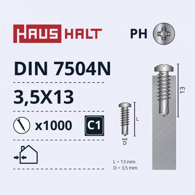 Savisriegis Haushalt, 3.5 mm x 13 mm, 1000 vnt.