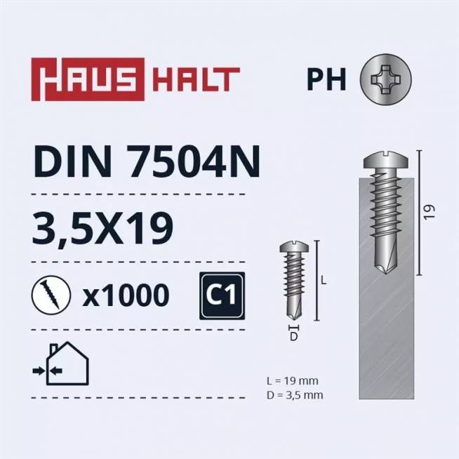 Savisriegis Haushalt, 3.5 mm x 19 mm, 1000 vnt.