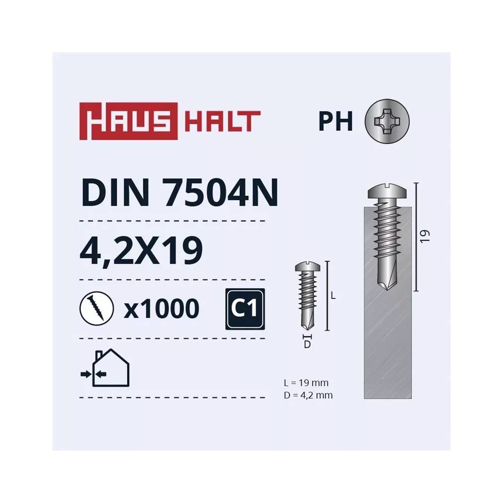 Savisriegis Haushalt, 4.2 mm x 19 mm, 1000 vnt.