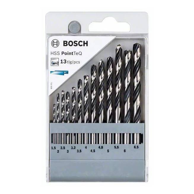 Grąžtų komplektas Bosch, metalas, hss-r, tiesus, 6.5 mm x 10.1 cm, 13 vnt.