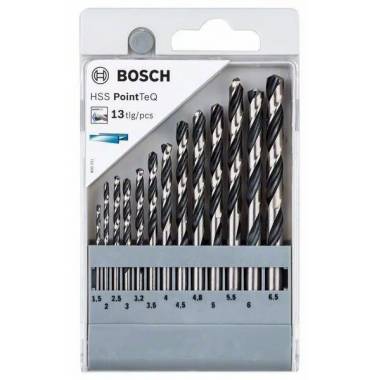 Grąžtų komplektas Bosch, metalas, hss-r, tiesus, 6.5 mm x 10.1 cm, 13 vnt.