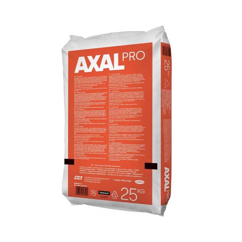 Vandenį minkštinanti druska, tabletėmis Axal Pro, 25 kg