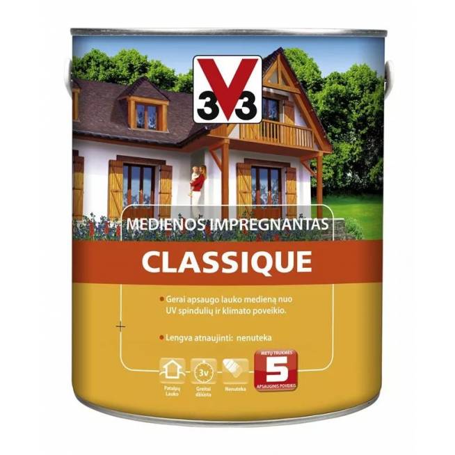 Medienos impregnantas V33 Classique, tamsiai ruda/palisandro, 0.75 l