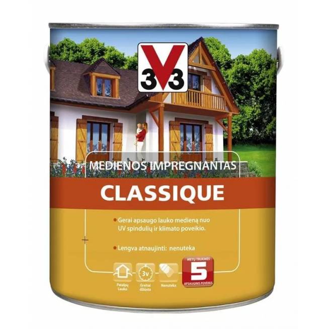 Medienos impregnantas V33 Classique, ąžuolo, 0.75 l