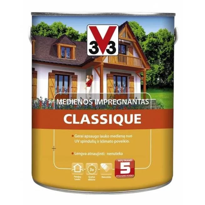 Medienos impregnantas V33 Classique, raudonmedžio, 0.75 l