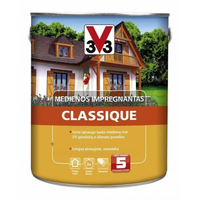 Medienos impregnantas V33 Classique, gelsva/šviesus ąžuolas, 2.5 l