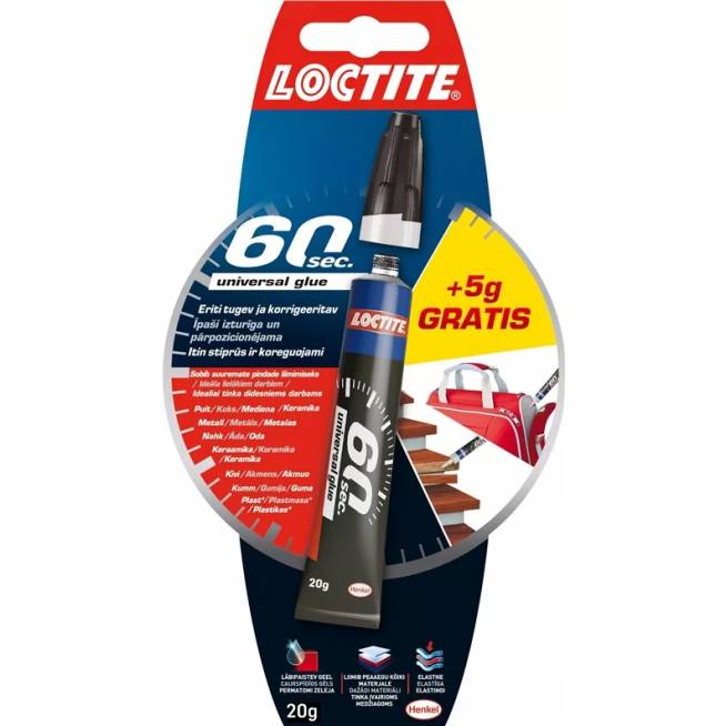 Klijai universalūs Loctite 60 sec, 0.02 kg