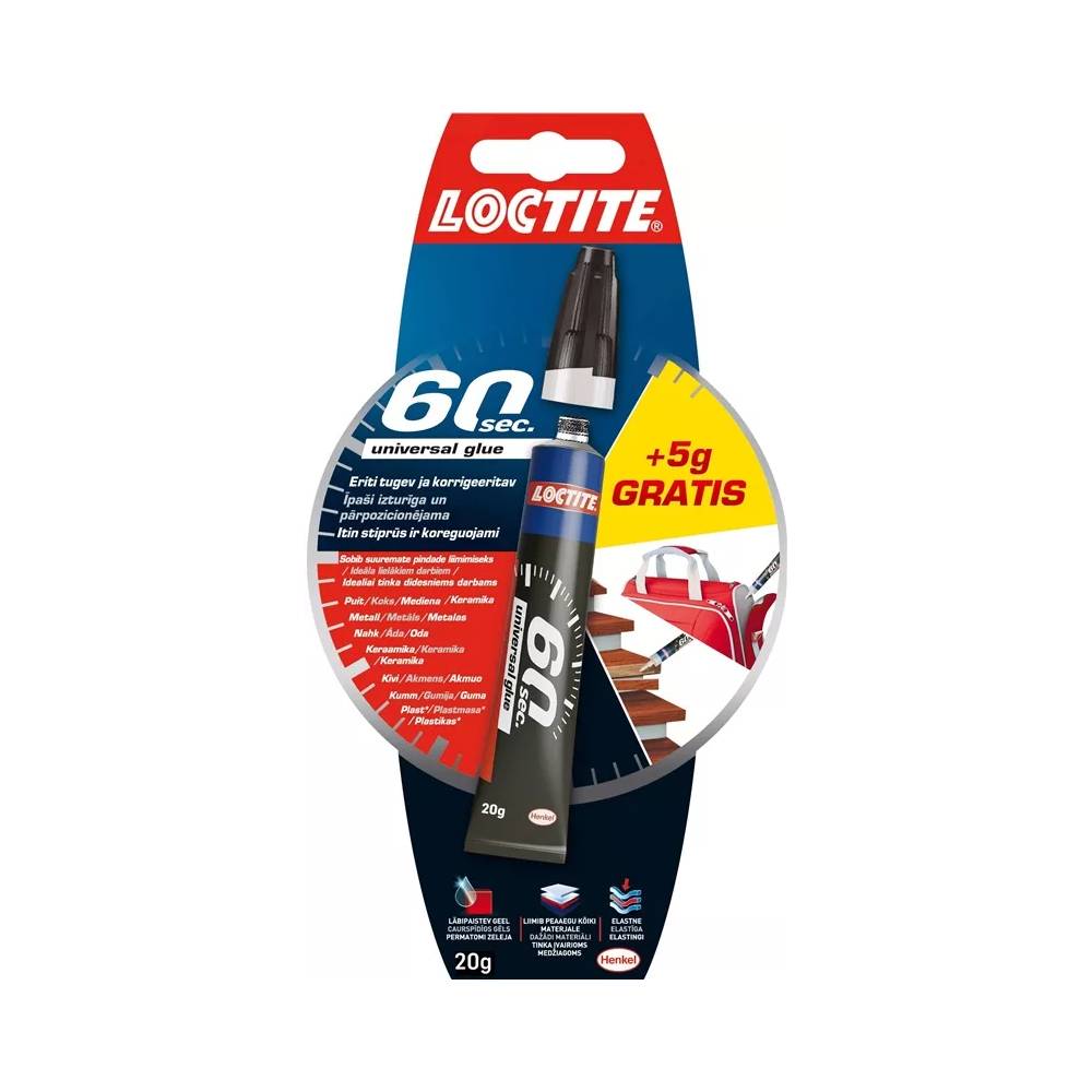 Klijai universalūs Loctite 60 sec, 0.02 kg