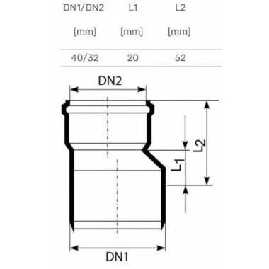 Pereiga vidaus kanalizacijai Magnaplast HTplus, 32 mm x 40 mm