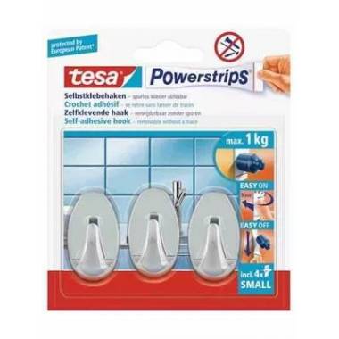 Drabužių kabliukas Tesa Powerstrips, 3 vnt., chromo