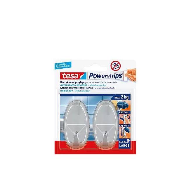 Drabužių kabliukas Tesa Powerstrips, 2 vnt., chromo