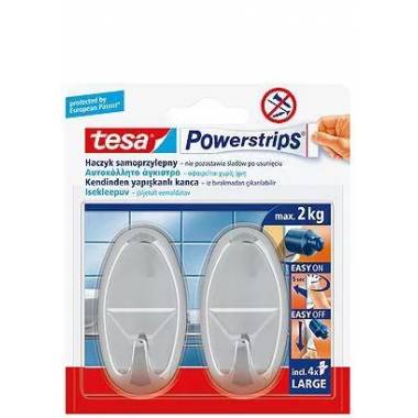 Drabužių kabliukas Tesa Powerstrips, 2 vnt., chromo