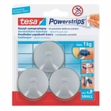 Drabužių kabliukas Tesa Powerstrips, 3 vnt., chromo