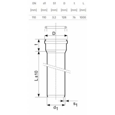 Vamzdis lauko kanalizacijai Magnaplast, 110 mm, SN8 (S), 1 m