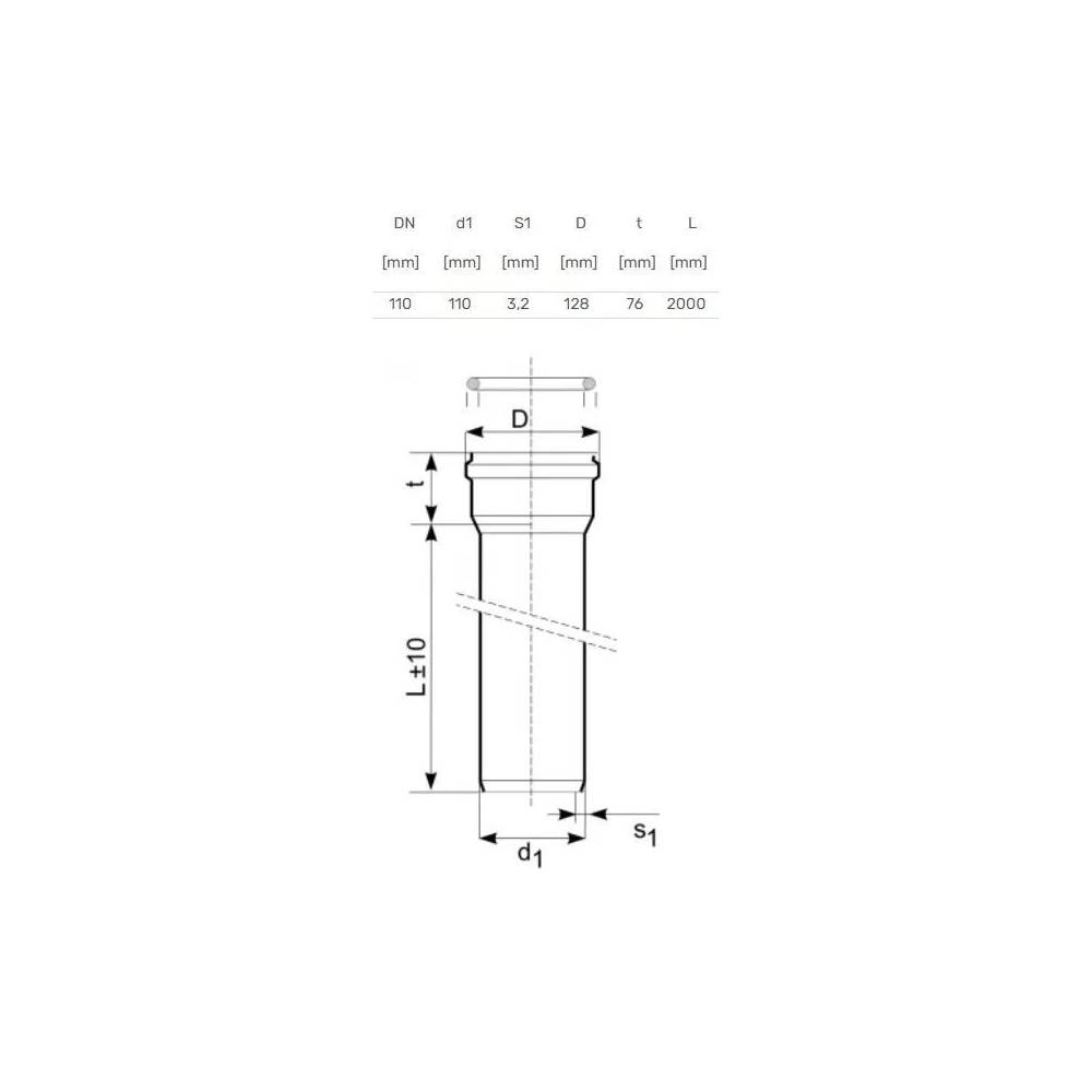 Vamzdis lauko kanalizacijai Magnaplast, 110 mm, SN8 (S), 2 m