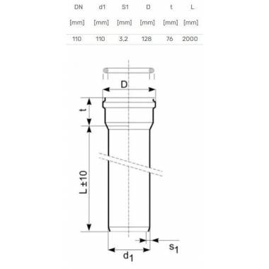 Vamzdis lauko kanalizacijai Magnaplast, 110 mm, SN8 (S), 2 m