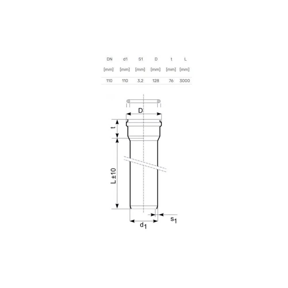 Vamzdis lauko kanalizacijai Magnaplast, 110 mm, SN8 (S), 3 m