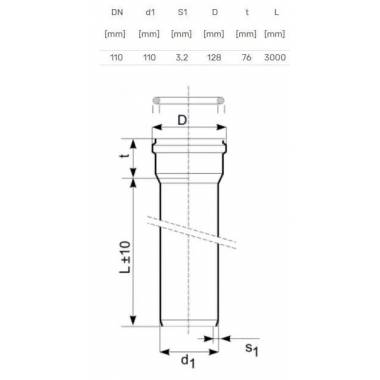 Vamzdis lauko kanalizacijai Magnaplast, 110 mm, SN8 (S), 3 m