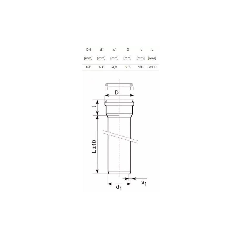 Vamzdis lauko kanalizacijai Magnaplast, 160 mm, SN4 (N), 3 m