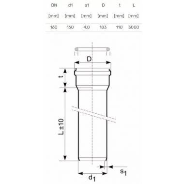 Vamzdis lauko kanalizacijai Magnaplast, 160 mm, SN4 (N), 3 m