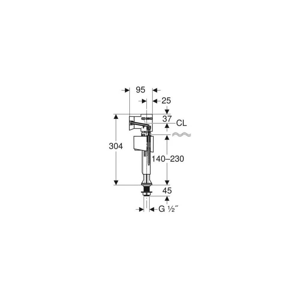 Vandens pripildymo mechanizmas Geberit, 304 mm