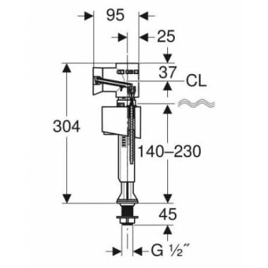 Vandens pripildymo mechanizmas Geberit, 304 mm