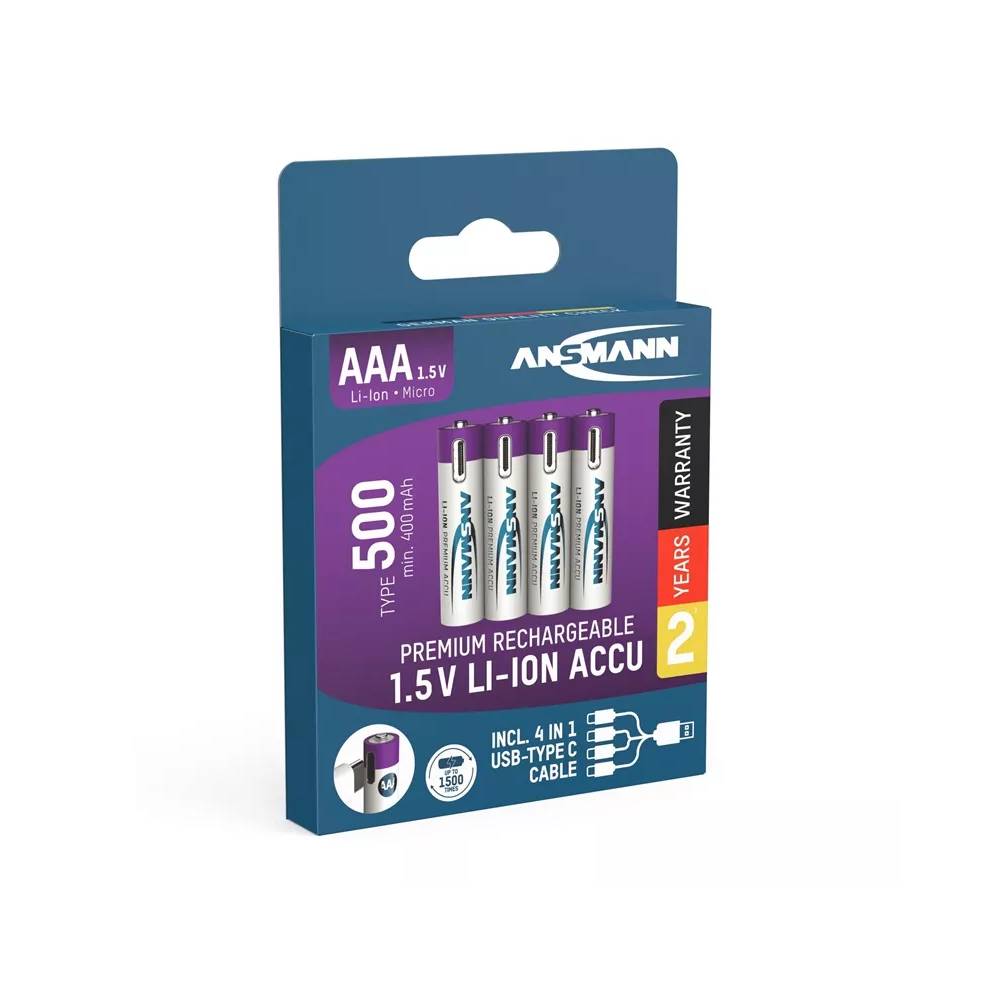 Įkraunamas elementas Ansmann, AAA, 400 mAh, 4 vnt.