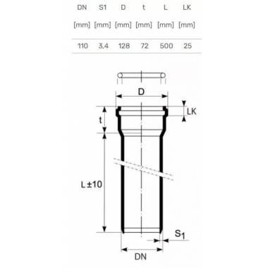 Vamzdis mažatriukšmei vidaus kanalizacijai Magnaplast, Ultra dB, PP, 110 mm, 0.5 m